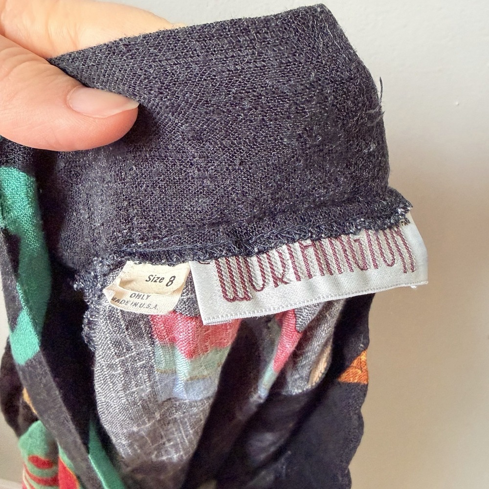 Vintage 90's Worthington Maxi Skirt Women's Size 8 Colorful Pockets Boho Artsy - Picture 3 of 11